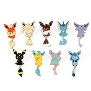 9x Cute Kawaii Pokemon, pokemongo, Eevee Evolution, Umbreon, Vaporeon Pin Set